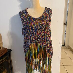 Multicolor Knit Fringe Top